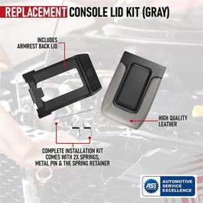 img 1 attached to 🔧 Premium Gray Center Console Lid Replacement Kit - Chevy, GMC, Cadillac - Compatible with Silverado, Avalanche, Tahoe, Sierra - Replaces 924-811, 19127364, 19127365, 19127366 - Armrest Hinge Latch Included