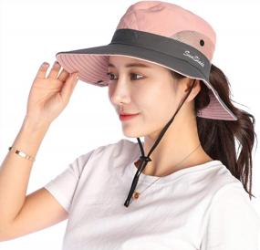 img 4 attached to Women'S Wide Brim Sun Hat UV Protection Bucket Mesh Boonie Beach Fishing Cap