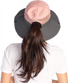 img 3 attached to Women'S Wide Brim Sun Hat UV Protection Bucket Mesh Boonie Beach Fishing Cap