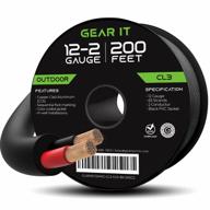 200ft gearit 12/2 speaker wire - outdoor direct burial in ground/in wall | 12 gauge (copper clad aluminum) cl3 cl2 rated 2 conductors cca, black logo