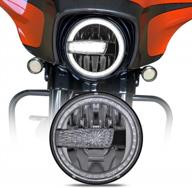harley davidson compatible motorcycle headlight - 7 inch led with halo drl, fits touring road king, ultra classic, electra, street glide, tri cvo, heritage softail, fatboy, and slim deluxe logo
