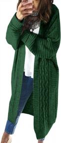 img 2 attached to Ferrtye Women'S Cable Knit Long Sleeve Duster Cardigans - Oversized Open Front Sweaters Outwear Coats