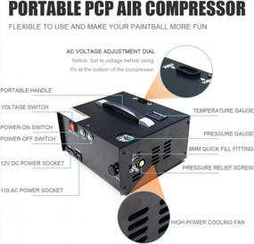 img 2 attached to 12V/250W Portable PCP Air Compressor - 30Mpa/4500Psi Auto-Shut Off, Built-In Power Adapter, 110V/220V AC Or Car 12V DC Battery Powered For Paintball & Scuba Tank Compressor Pump