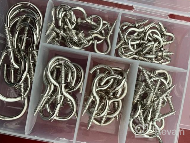 img 1 attached to 🔩 ECKJ Assorted Kit of Small Black Screw-in Hooks with Plugs | 46 Pcs of 1/2", 5/8", 3/4", 7/8", 1", 1-1/4" Vinyl Coated Cup Hooks for Hanging Home Decorations, Christmas Lights, Wind Chimes, Crafts review by Durward Carlson