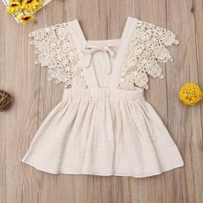 img 3 attached to Newborn Baby Girl Outfit Set: Lace Embroidery Halter Backless Jumpsuit Romper Bodysuit Sunsuit