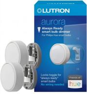 pack of 2 lutron aurora smart bulb dimmer switches for philips hue bulbs, model z3-1brl-wh-l0-2 in white logo