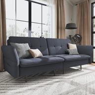 honbay раскладной раскладной диван-кровать футон с регулируемым подлокотником для небольших помещений - стеганый диван-кровать голубовато-серого цвета логотип