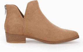 img 1 attached to FISACE Girls Chic Low Heel Ankle Boots | Pointed Toe | V Cut Design | Slip-On With Back Zip | Faux Leather Booties