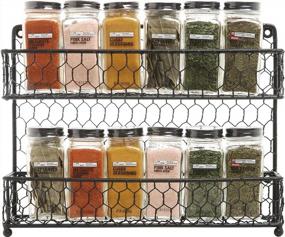 img 2 attached to Organize Your Kitchen With MyGift® Farmhouse Style Metal Wire Spice Rack - 2-Tier Seasoning Jar Storage Organizer For Wall Mount Or Countertop, In Sleek Black