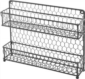 img 3 attached to Organize Your Kitchen With MyGift® Farmhouse Style Metal Wire Spice Rack - 2-Tier Seasoning Jar Storage Organizer For Wall Mount Or Countertop, In Sleek Black