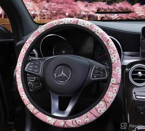 img 4 attached to RANXIZY Handmade Japanese Sweet Sakura Cherry Blossom Steering Wheel Cover For Girls