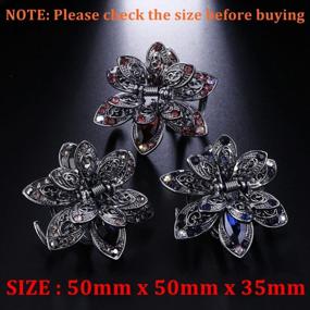 img 1 attached to Vintage Rhinestone Hair Clips For Women: Mini Metal Jaw Clips Set Of 3 With Good Tension And Optimum Grip