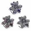 vintage rhinestone hair clips for women: mini metal jaw clips set of 3 with good tension and optimum grip logo