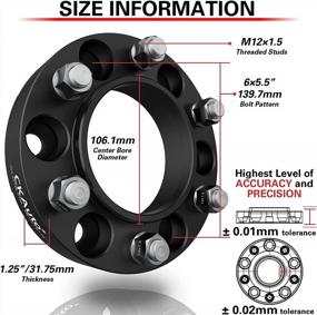 img 2 attached to CKAuto 2 Pack 6X5.5 Hub Centric Wheel Adapters, 1.25" 6X139.7Mm Wheel Spacers, 106.1Mm Center Bore With M12X1.5 Studs