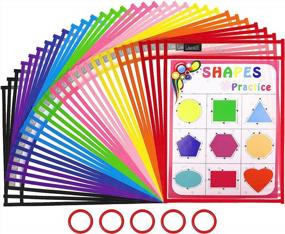 img 4 attached to Organize Your Classroom With Gamenote'S 30 Pack Dry Erase Pockets With Rings -Reusable Plastic Sleeves For Papers, Shop Tickets, And Sheet Protectors In Colorful Options!