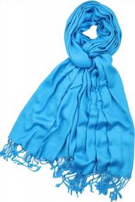 img 4 attached to Premium Pashmina Shawl Wrap Scarf In Solid Colors By Achillea Super Soft Luxurious
