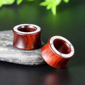 img 1 attached to 2 Pairs Wood Ear Gauges - Double Flared Tunnels, Plugs & Seashell Circle Stretchers