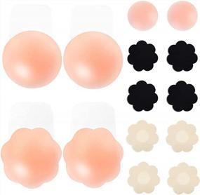 img 4 attached to Reusable Nipple Covers For Women - 14 Pcs Sticky Bra Nipple Pasties Adhesive Strapless Dress Tops Bikini For Girls