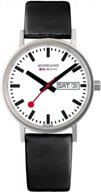 mondaine classic a667.30314.11sbb мужские и женские часы 36 мм - официальные наручные часы швейцарских железных дорог день и дата черный кожаный ремешок 30 м водонепроницаемый logo