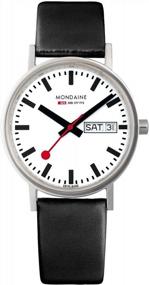 img 4 attached to Mondaine Classic A667.30314.11SBB Mens And Womens Watch 36Mm - Official Swiss Railways Wrist Watch Day And Date Black Leather Strap 30M Waterproof