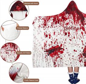 img 2 attached to Halloween Hooded Fleece Plush Throw Blanket For Women Men, 3D I Am Fine Design, 60 X 75 Inches Lightweight Red Sherpa Blanket For Home Couch Fall.
