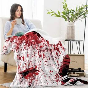 img 3 attached to Halloween Hooded Fleece Plush Throw Blanket For Women Men, 3D I Am Fine Design, 60 X 75 Inches Lightweight Red Sherpa Blanket For Home Couch Fall.