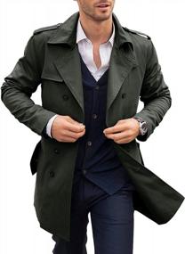 img 4 attached to Men'S Classic Long Overcoat Double Breasted Business Trench Coat: PASLTER Winter Warm Pea Coat Windbreaker Jackets