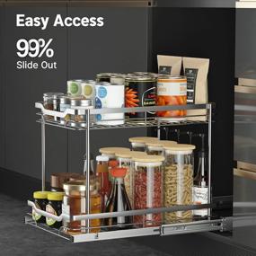 img 3 attached to 14.2" D×20" W 2-Tier Pull Out Drawers For Kitchen Cabinets - Amazer Chrome Cabinet Organizer With Sturdy Shelves & Metal Slide Out Design For Home Appliances & Cookware