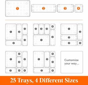 img 2 attached to Lifewit 25 PCS Clear Plastic Desk Drawer Organizer Set Dividers Trays Dresser Storage Bins Separation Box For Makeup, Jewelry And Gadgets Bedroom Bathroom Office