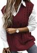 women's oversized v-neck sleeveless cable knit sweater vest by hotapei logo