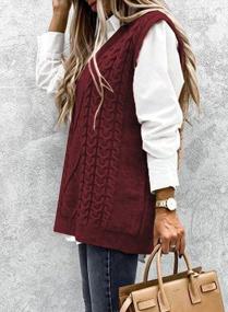 img 3 attached to Women'S Oversized V-Neck Sleeveless Cable Knit Sweater Vest By HOTAPEI