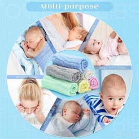 img 1 attached to 👶 12-Pack Baby Muslin Washcloths - Soft Muslin Cotton Baby Wipes & Hand Towels for Sensitive Skin - Newborn Face Cloths - Bath Supplies for Baby - Ideal Shower Gift, 12 x 12 Inches (Colorful)