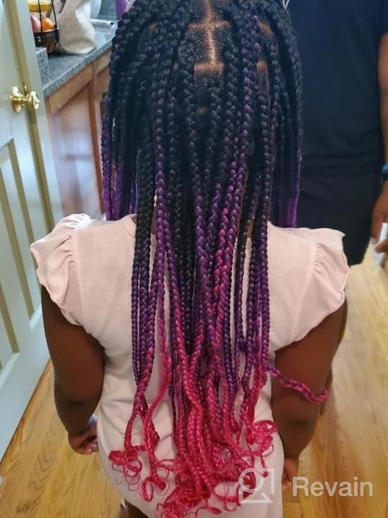 img 1 attached to Synthetic Crochet Braids Hair - Jumbo Box Braid Hair Extension In Black-Purple-Rose, 24 Inch - Pack Of 5 For Crochet Braiding And Twist Hairstyles review by Sarah Phillips