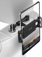 tryone auto backseat tablet mount holder for ipad air mini, cell phone, galaxy tab, kindle fire hd switch lite or other 4.7-10.5" devices - black logo