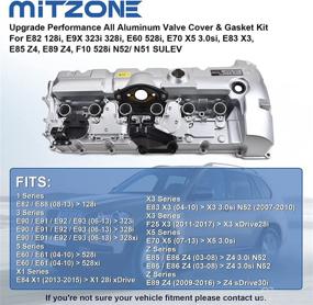 img 2 attached to 🔧 MITZONE Enhanced Performance Aluminum Valve Cover & Gasket Kit for BMW E82 128i, E9X 323i 328i, E60 528i, E70 X5 3.0si, E83 X3, E85 Z4, E89 Z4, F10 528i N52/ N51 SULEV