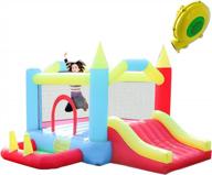kid-friendly inflatable slide bounce house with splashing pool & blower - perfect for backyard parties! logo