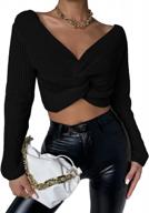 женский вязаный укороченный свитер hotouch с v-образным вырезом, перекрученной спиной крест-накрест и джемперами размеров xs-xxl логотип