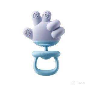 img 4 attached to 👶 Blue Silicone Finger Baby Teething Toys - Rattle Teething Relief Chew Toys for Babies 0-6-12 Months