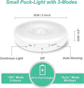 img 1 attached to Illuminate Every Space with 3-Packs of Rechargeable Motion Sensor LED Lights: Perfect for Closets, Cabinets, Hallways, and Stairs (Pure-White)