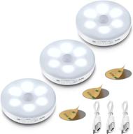 illuminate every space with 3-packs of rechargeable motion sensor led lights: perfect for closets, cabinets, hallways, and stairs (pure-white) logo