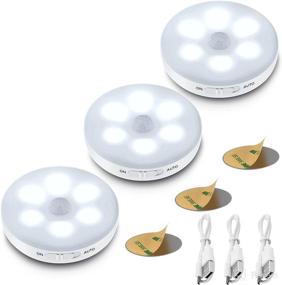 img 4 attached to Illuminate Every Space with 3-Packs of Rechargeable Motion Sensor LED Lights: Perfect for Closets, Cabinets, Hallways, and Stairs (Pure-White)