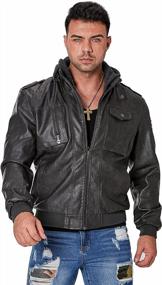 img 1 attached to Сохраняйте тепло и стильность этой зимой в мужской куртке TREKEK из искусственной кожи со съемным капюшоном