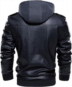img 2 attached to Сохраняйте тепло и стильность этой зимой в мужской куртке TREKEK из искусственной кожи со съемным капюшоном
