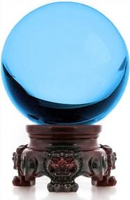 img 3 attached to 3-дюймовый хрустальный шар Aqua с подставкой из смолы со львом - идеально подходит для декора, фотографии, созерцания, фэн-шуй и гадания - поставляется в подарочной коробке от Amlong Crystal