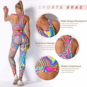 img 2 attached to Women'S 2 Piece Printed Yoga Leggings & Racerback Sports Bra Gym Outfit Set Athletic Workout Suits