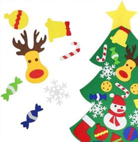 img 1 attached to YEAHBEER 3.2FT Felt Christmas Tree For Kids Wall With 30 Detachable DIY Ornaments - Xmas Gift And Door Hanging Decoration For New Year Celebrations