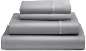 img 4 attached to Experience Luxurious Comfort With BEDSURE 1000 Thread Count Egyptian Cotton Grey Queen Sheets - 4 PC Deep Pocket Sateen Weave Set