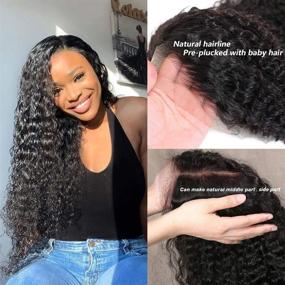 img 3 attached to BLY Deep Wave Frontal Wig Human Hair 13X4 Transparent Lace Front Wigs For Black Women Pre Plucked Knots Bleached Glueless Wigs 150% Density Natural Black Color 24 Inch