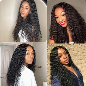 img 1 attached to BLY Deep Wave Frontal Wig Human Hair 13X4 Transparent Lace Front Wigs For Black Women Pre Plucked Knots Bleached Glueless Wigs 150% Density Natural Black Color 24 Inch