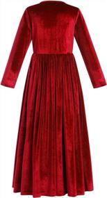 img 2 attached to Kids Girls Long Sleeve Velvet Maxi Dress Christmas Wedding Birthday Party Evening Gown With Pockets